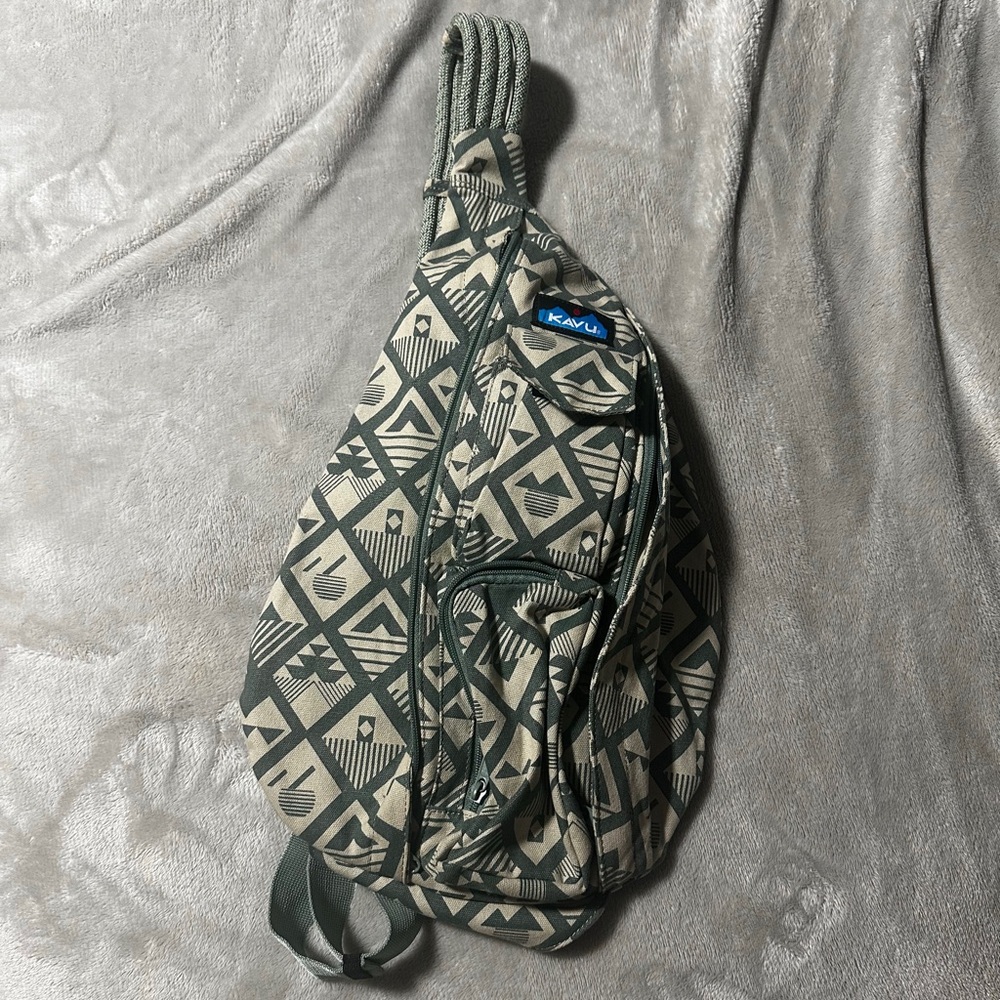 KAVU Patterned Rope Sling Bag - Green and Gray